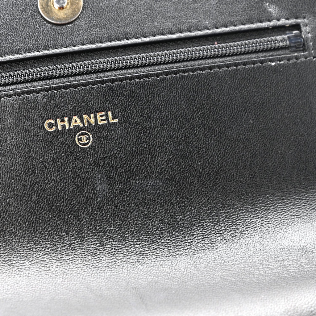 Chanel Lambskin Quilted Chanel 19 Wallet On Chain WOC Black