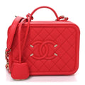 Chanel Caviar Quilted Medium CC Filigree Vanity Case Red