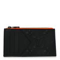 Louis Vuitton Calfskin Debossed Monogram Seal Coin Card Holder Black