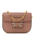 Gucci Azalea Calfskin Crystal GG Monogram Mini Horsebit 1955 Shoulder Bag Dusty Rose