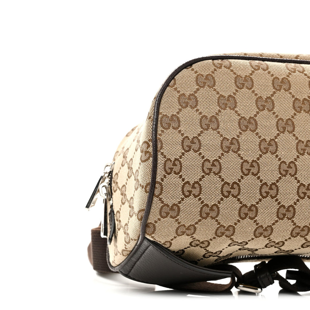 Gucci Monogram Dollar Calfskin Waist Pouch Beige Ebony Testa di Moro Marrone Scuro