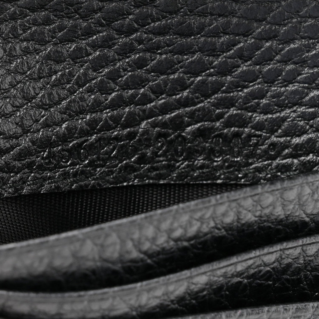 Gucci Pebbled Calfskin GG Marmont Card Case Black