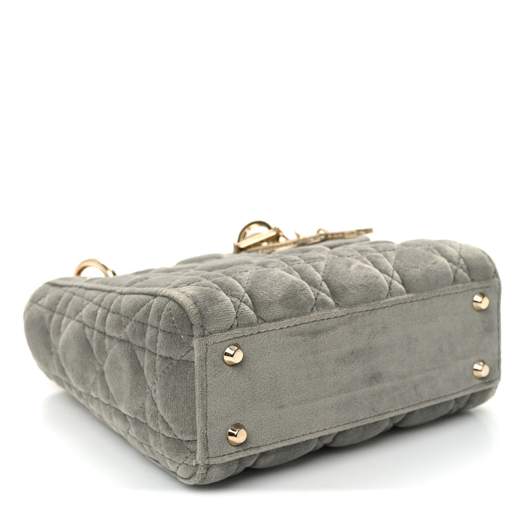 Christian Dior Velvet Mini Lady Dior Gray