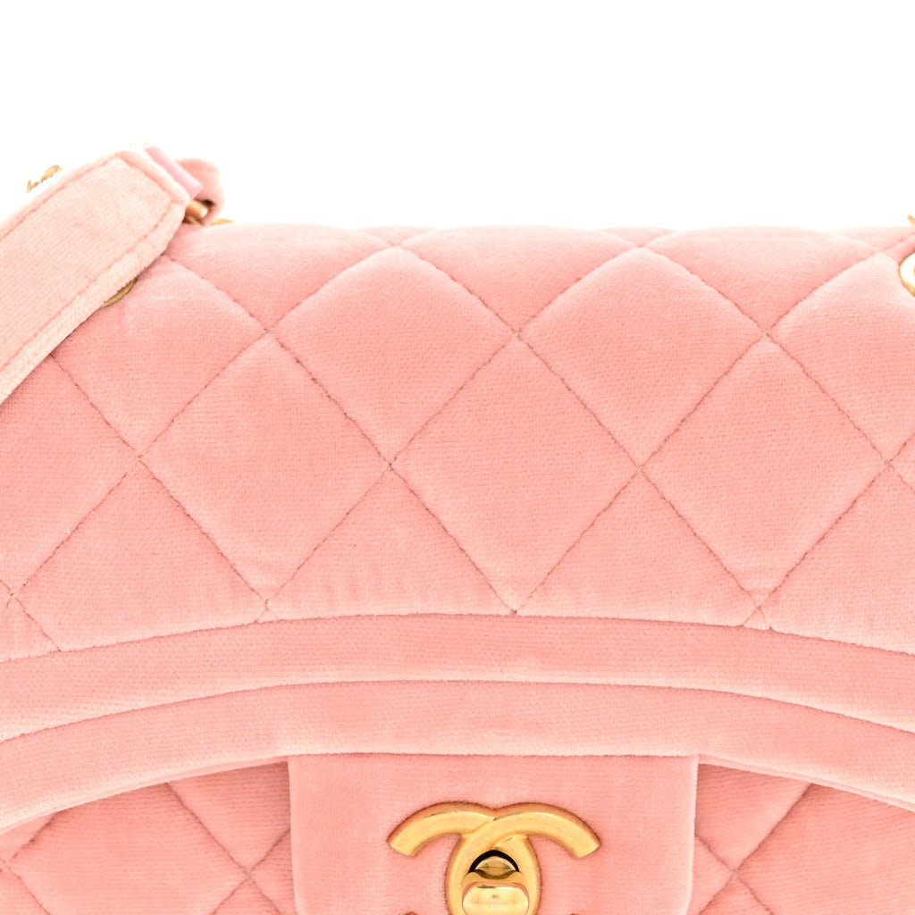 Chanel Velvet Quilted Mini Flap Pink