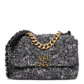 Chanel Tweed Quilted Medium Chanel 19 Flap Grey