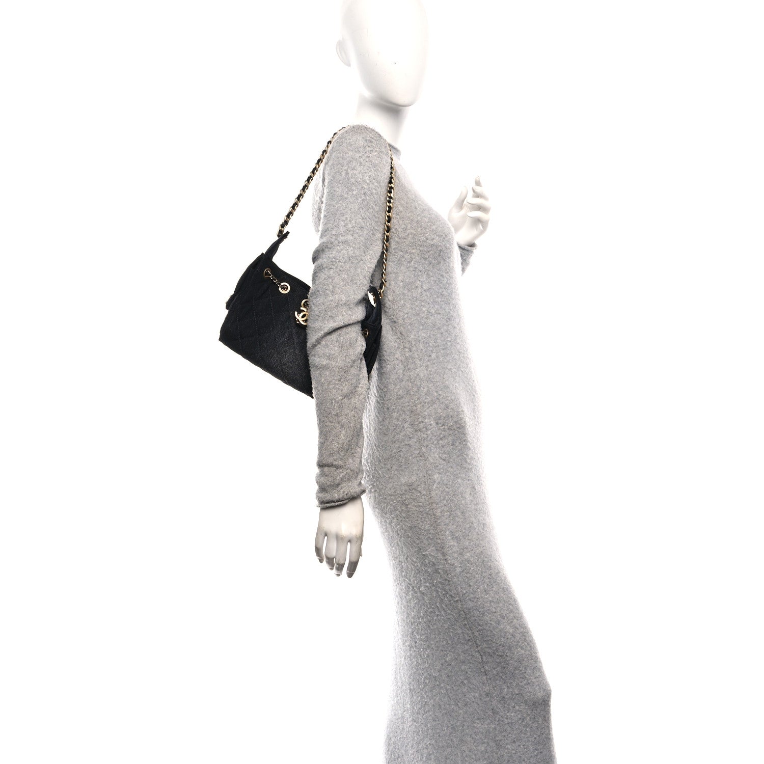 Chanel Washed Denim Quilted Mini Chanel 25 Handbag Black