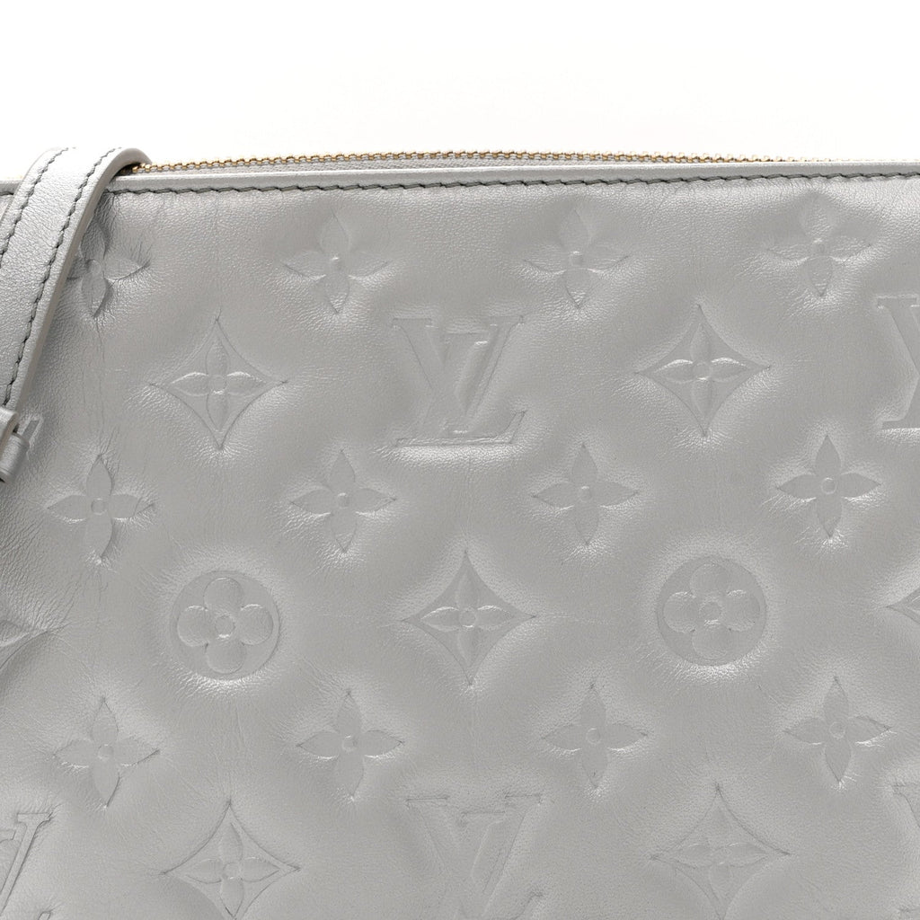 Louis Vuitton Metallic Lambskin Embossed Monogram Coussin BB Silver