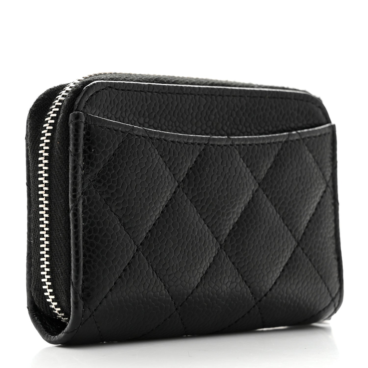 Caviar Quilted Zip Coin Purse Black