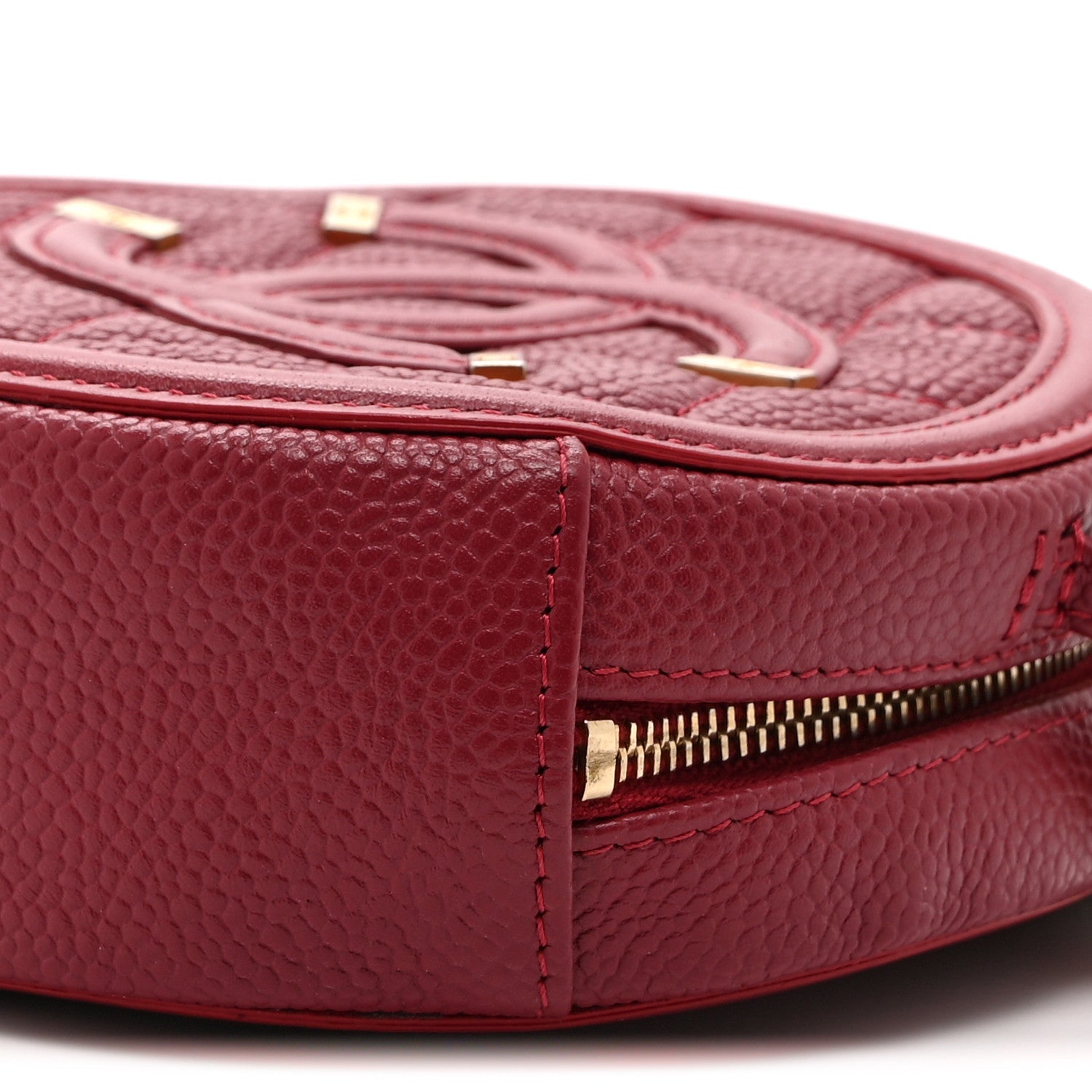 Chanel Caviar Quilted Round Filigree Crossbody Red