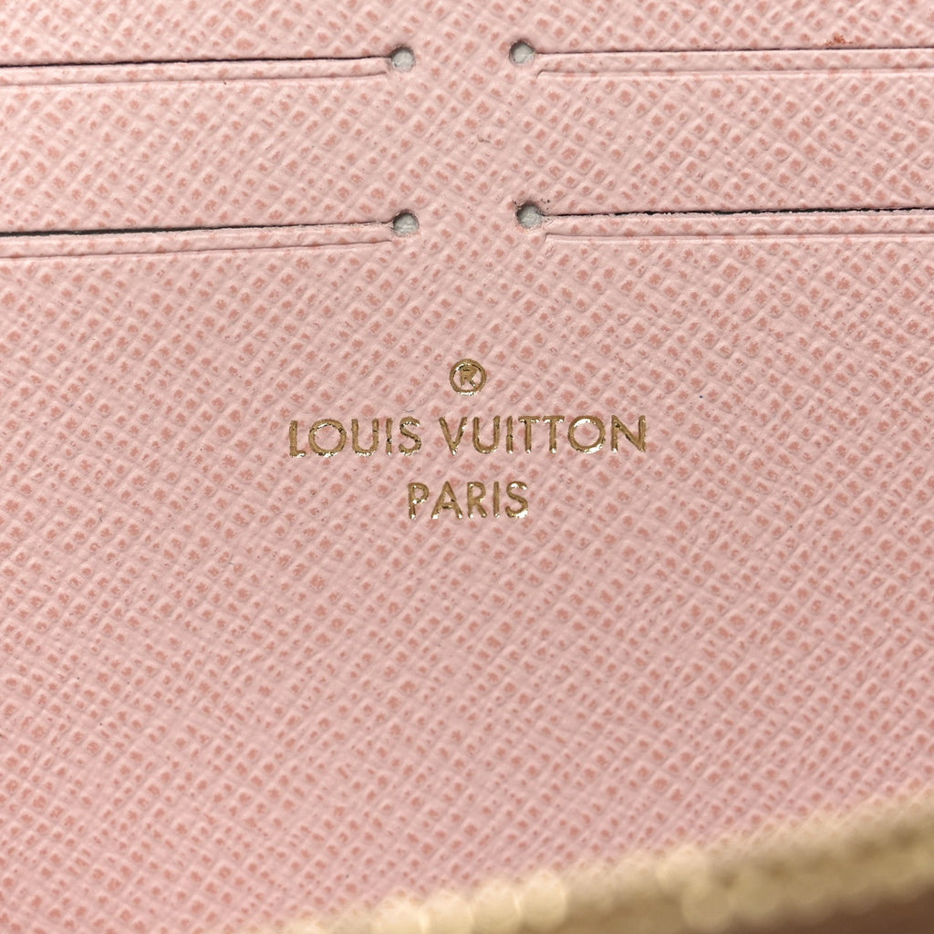 Louis Vuitton Damier Azur Clemence Wallet Rose Ballerine