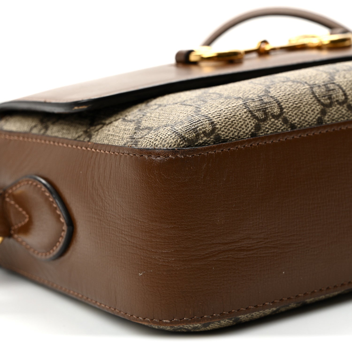 Gucci GG Supreme Monogram Small Horsebit 1955 Shoulder Bag Beige Brown Sugar