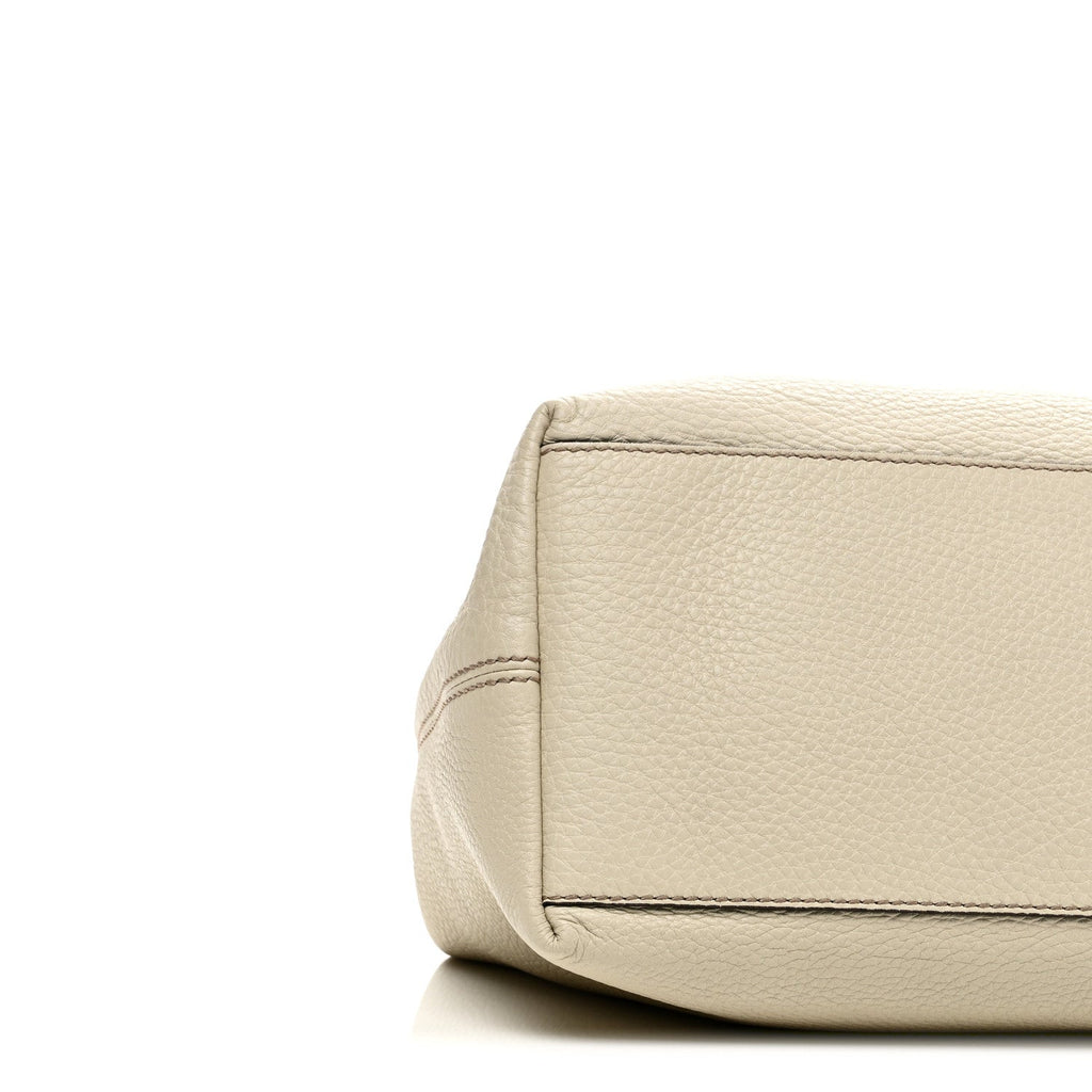 Gucci Pebbled Calfskin Medium Soho Chain Shoulder Bag  Off White