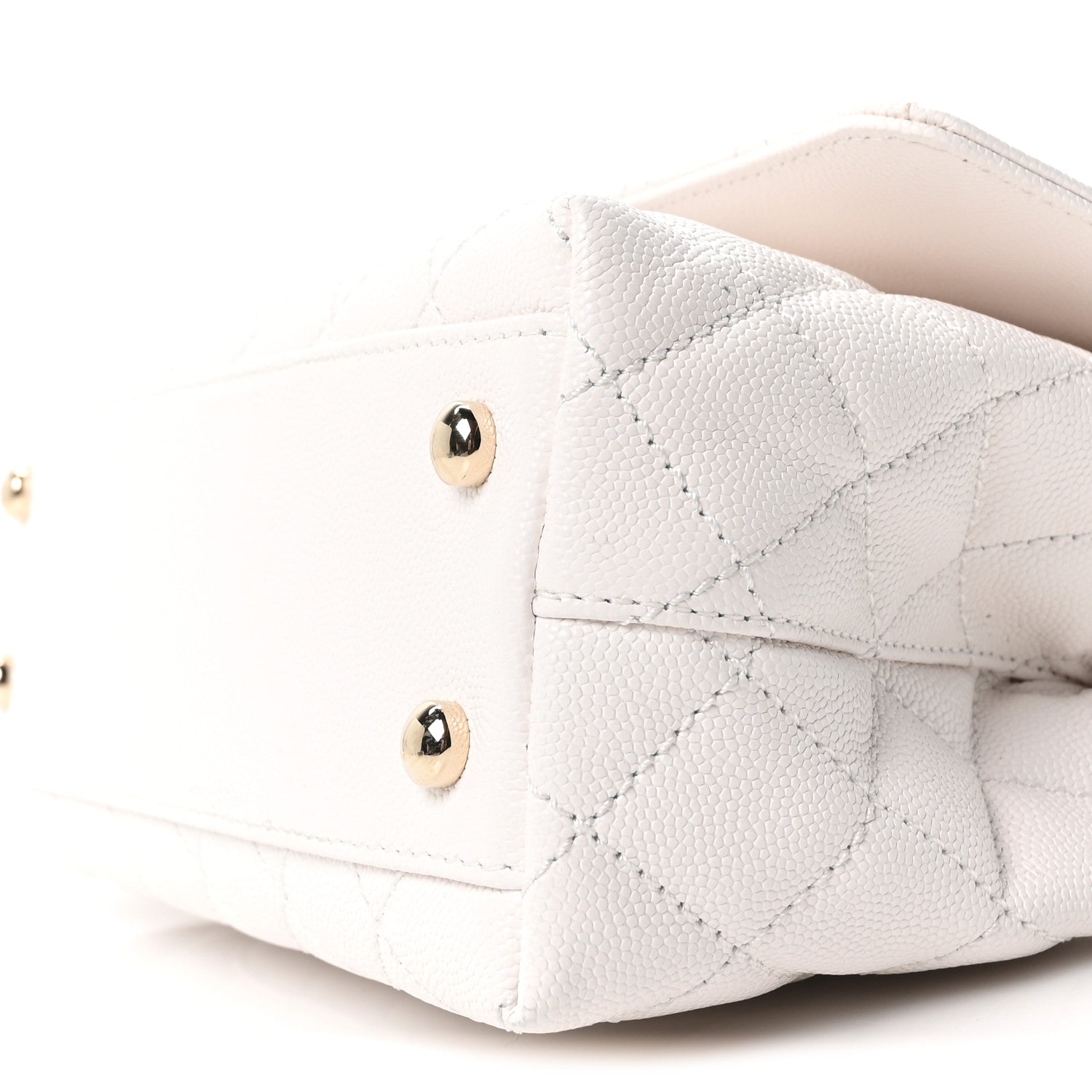 Chanel Caviar Quilted Mini Coco Handle Flap White