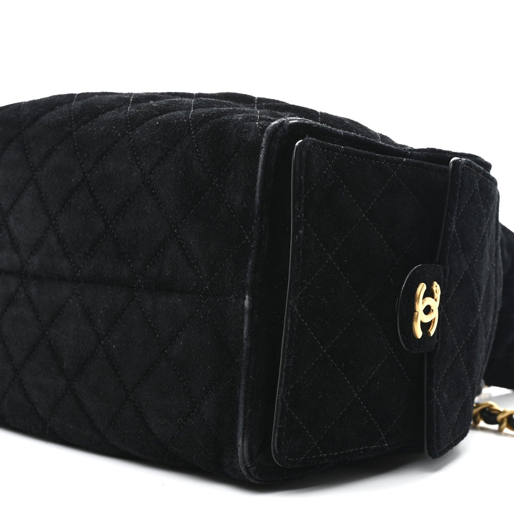 Chanel Suede Quilted Medium Chanel 25 Handbag Black