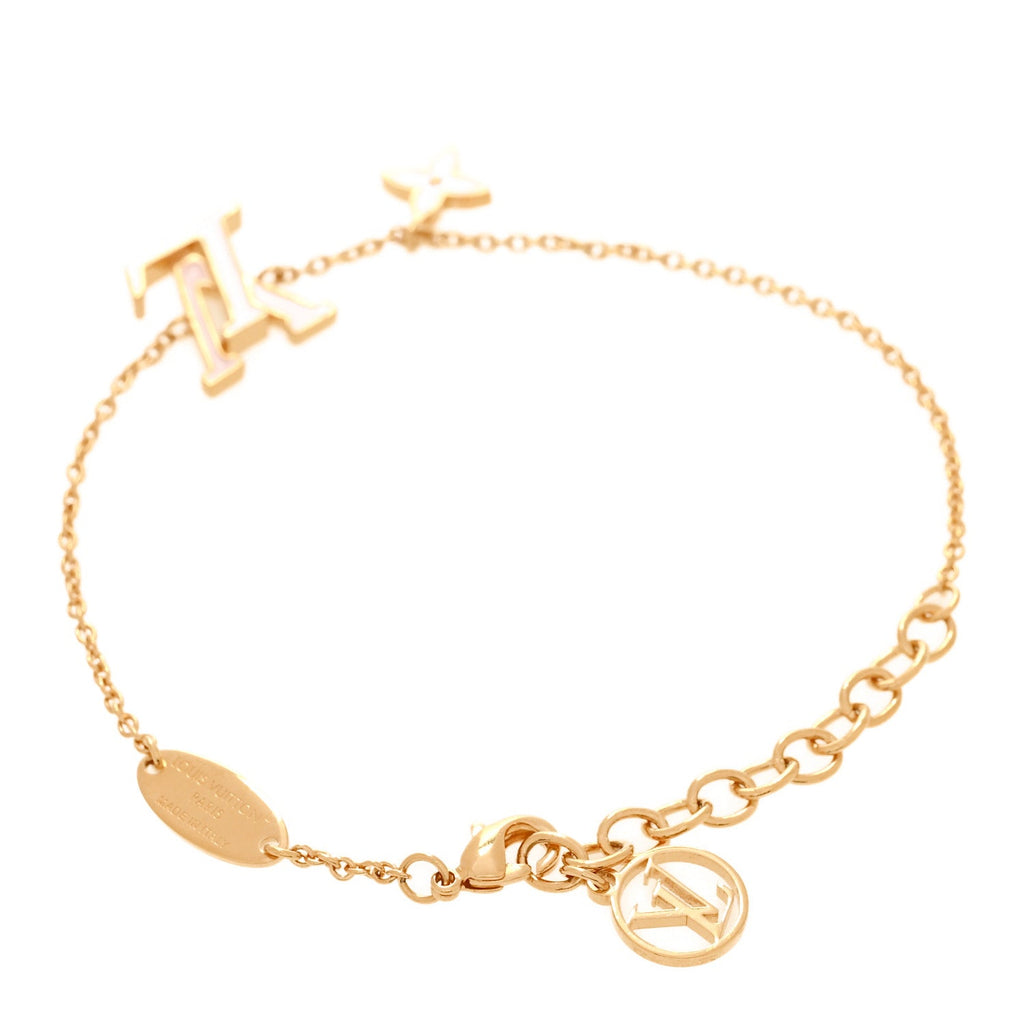 Louis Vuitton Metal Enamel LV Iconic Bracelet Gold Light Pink