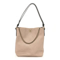 Chanel Calfskin Stitched Large Stripe Hobo Beige Black