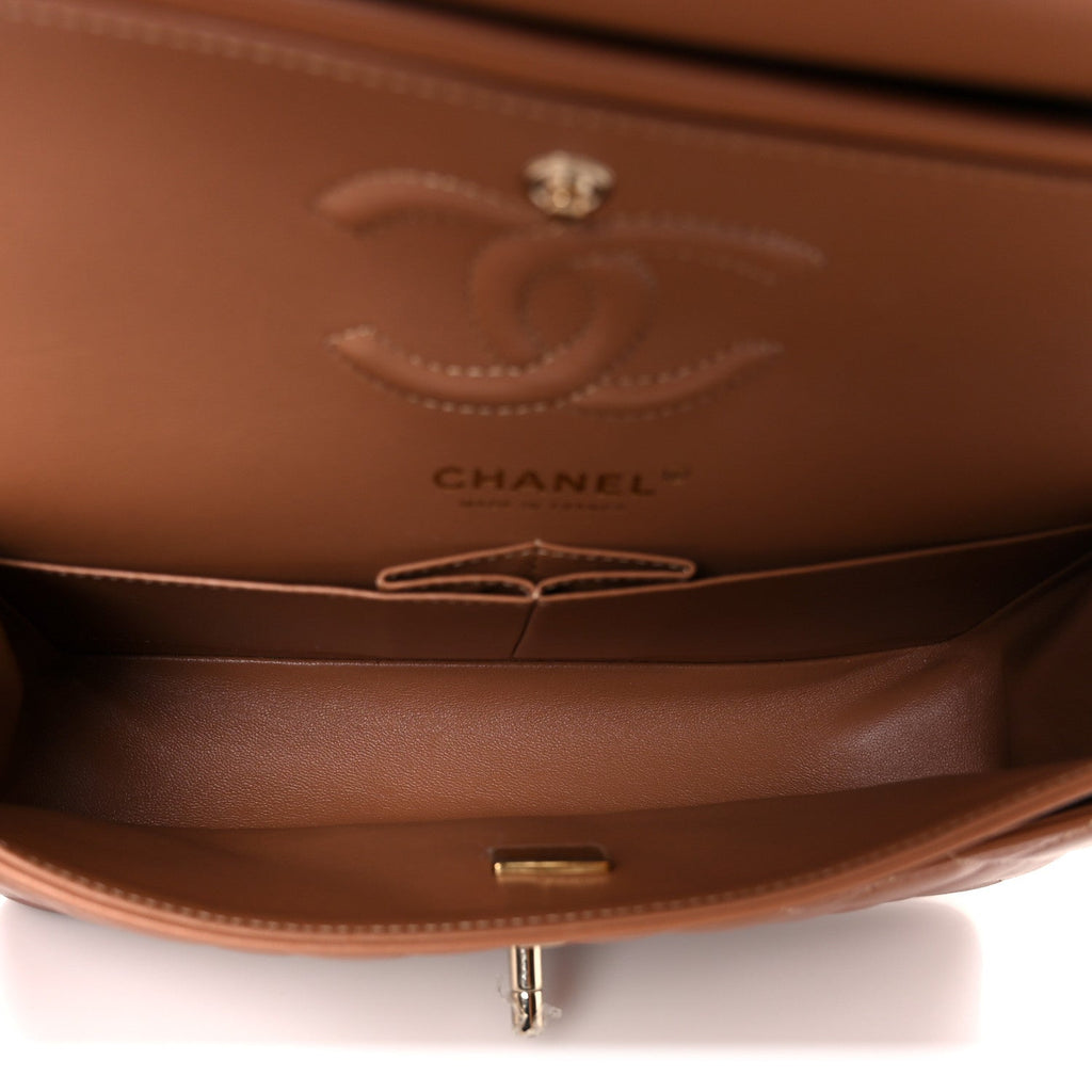 Chanel Lambskin Quilted Small Double Flap Brown