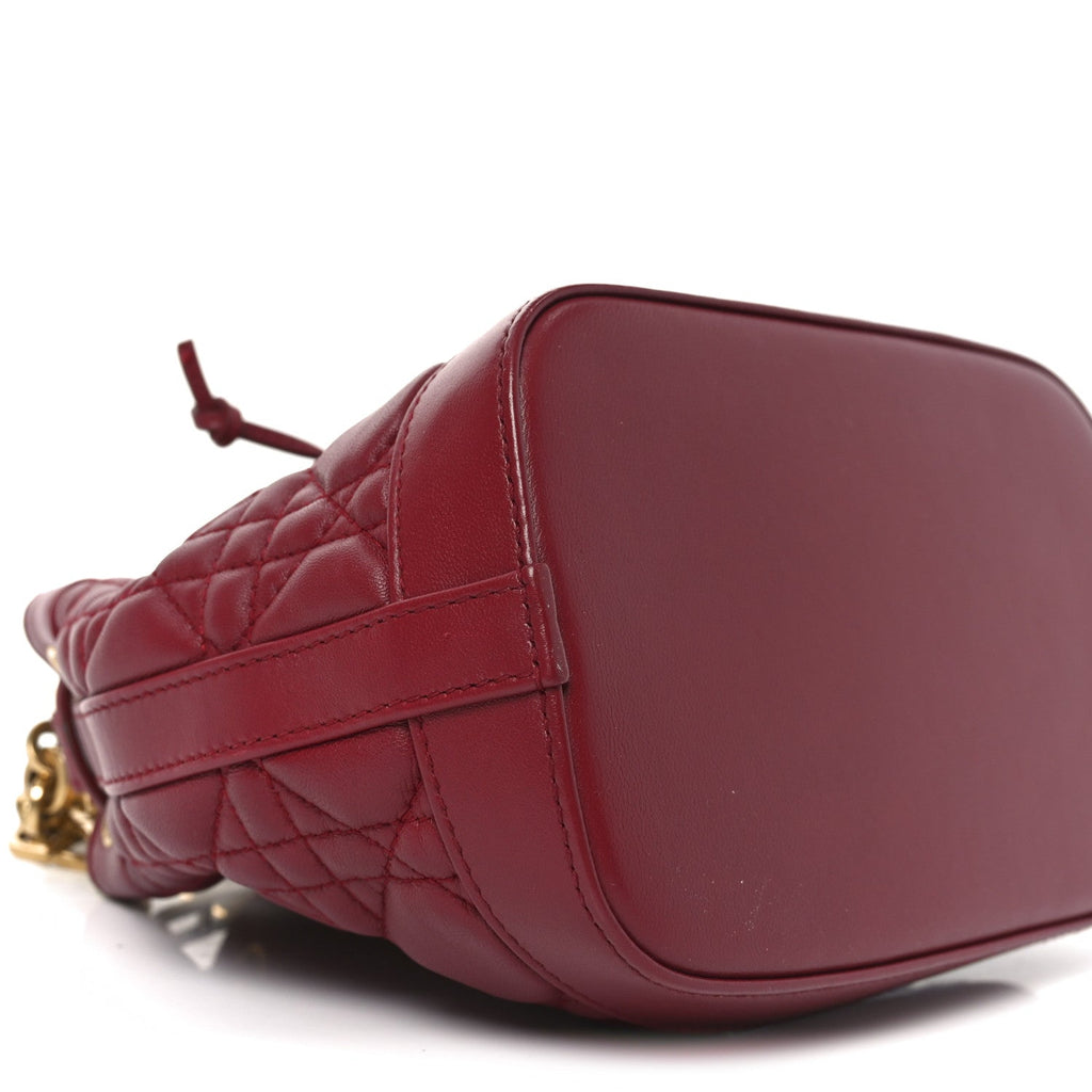 Christian Dior Lambskin Cannage Miss Dior Bucket Bag Cherry Red