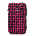 Chanel Tweed Chain Around Phone Holder Pink
