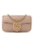 Gucci Calfskin Matelasse Super Mini GG Marmont Shoulder Bag Porcelain Rose