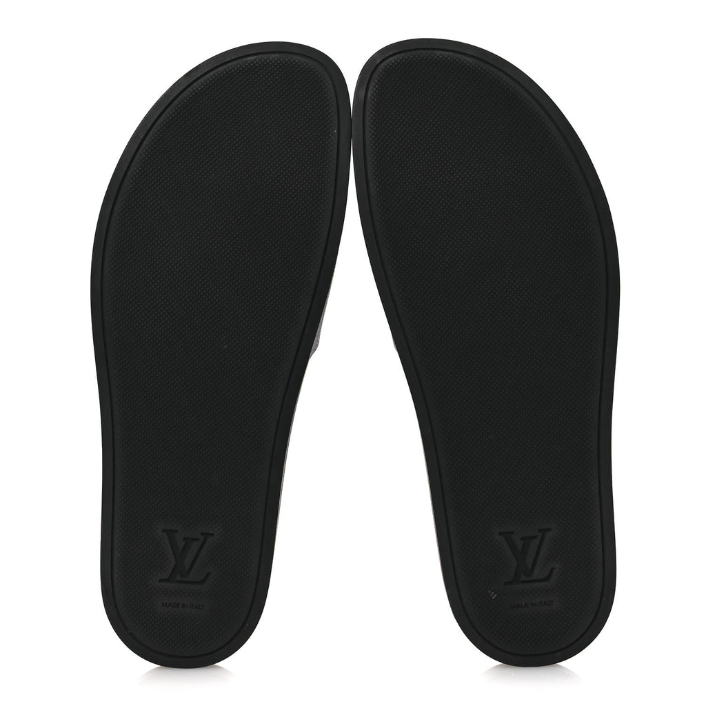 Louis Vuitton Damier Graphite Mens Waterfront Slide Sandal 9 Black