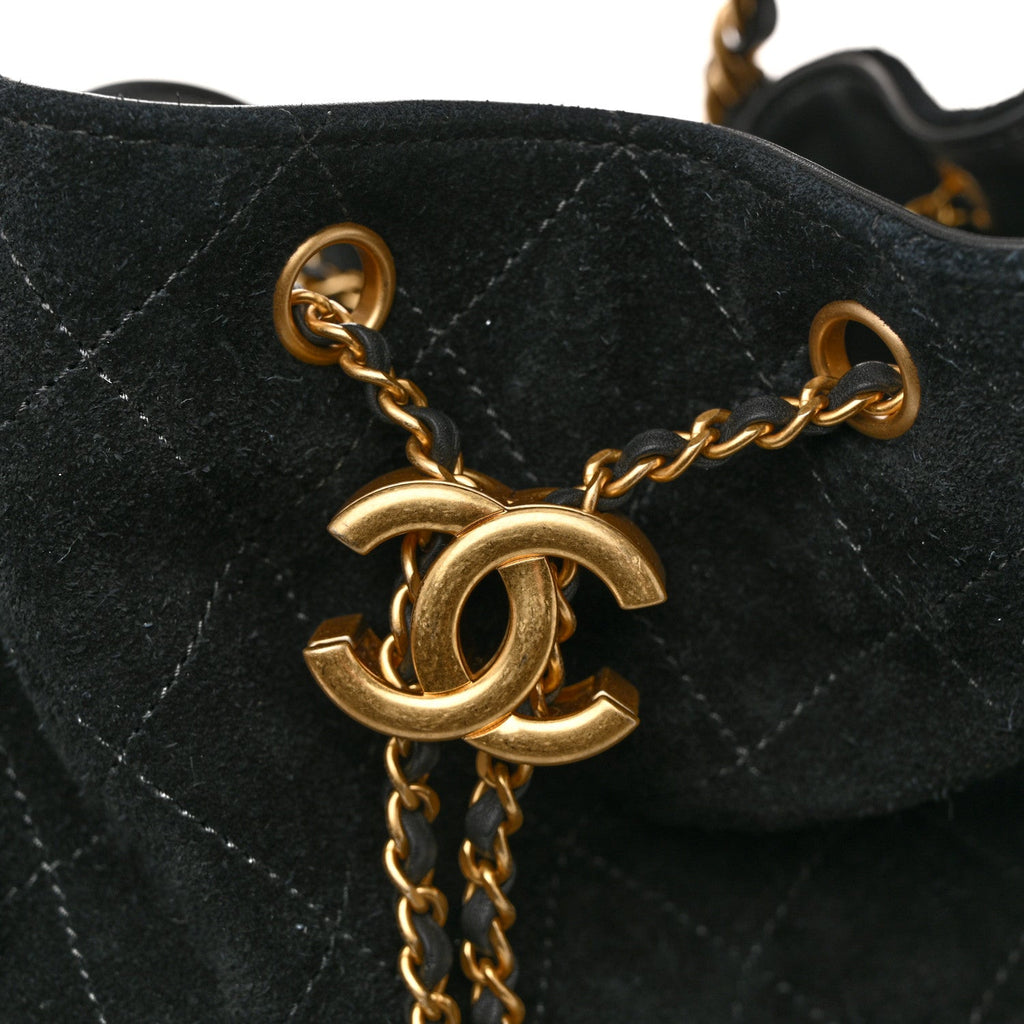 Chanel Suede Quilted Medium Chanel 25 Handbag Black