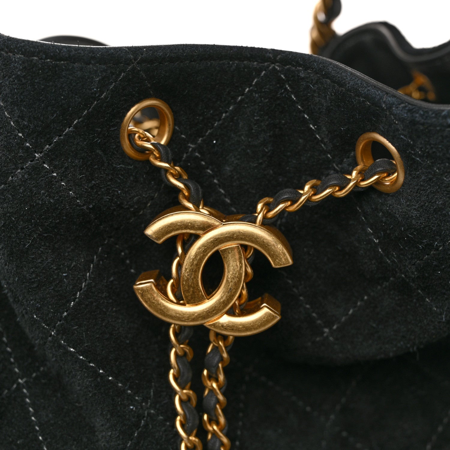 Chanel Suede Quilted Medium Chanel 25 Handbag Black