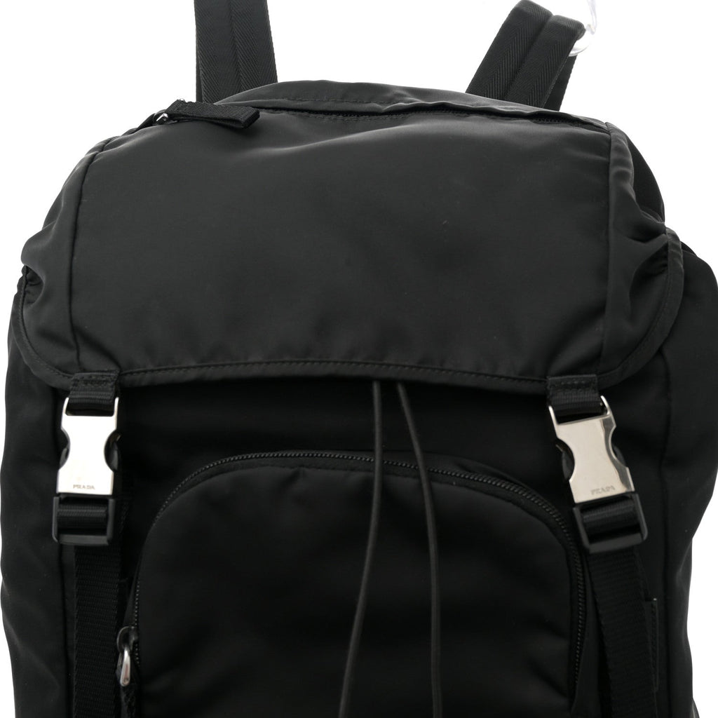 Prada Tessuto Nylon Montagna Double Buckle Backpack Black