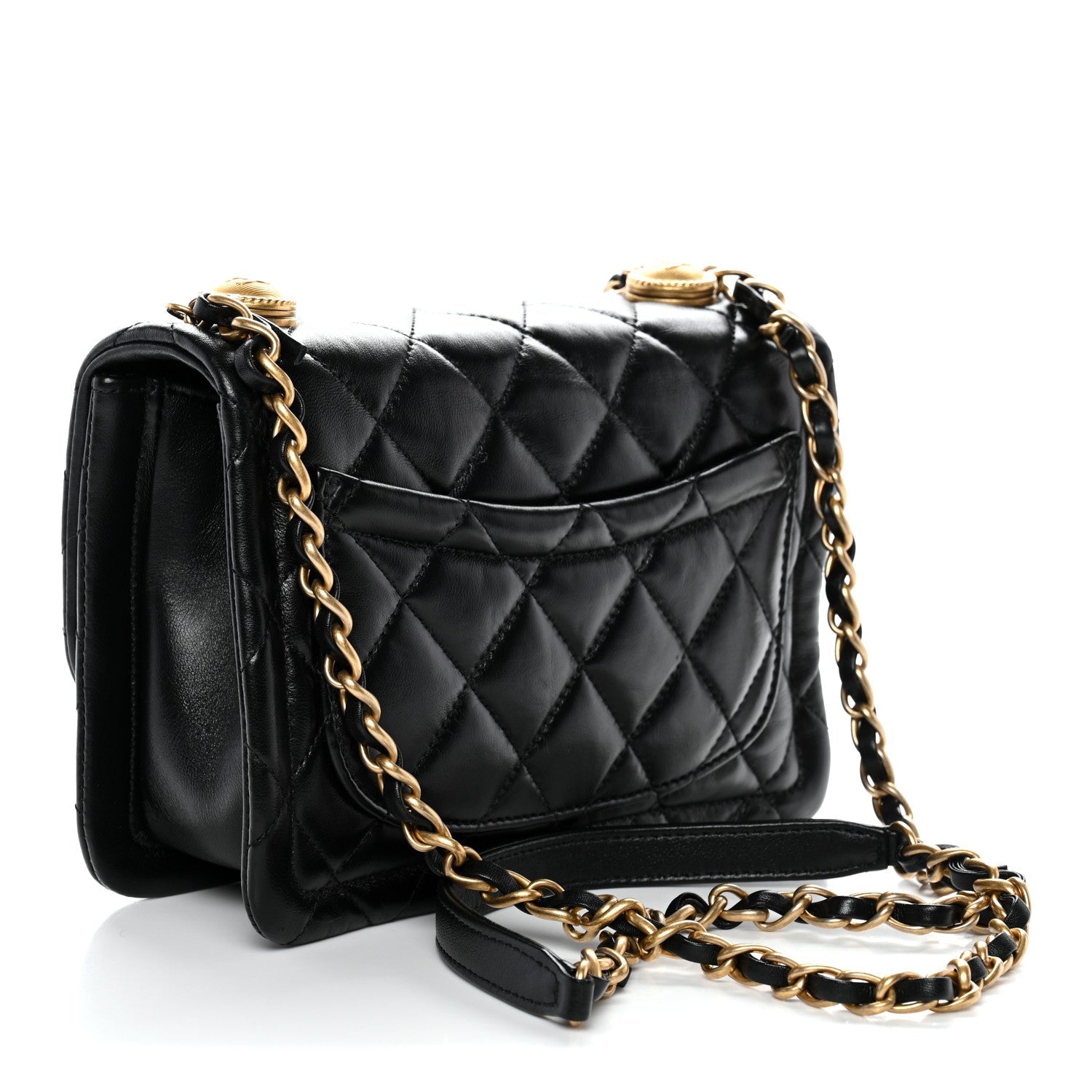 Chanel Shiny Lambskin Quilted Mini Flap Black