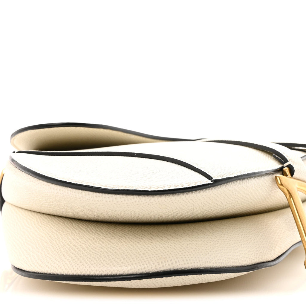 Christian Dior Grained Calfskin Saddle Bag White