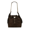 Chanel Suede Quilted Medium Chanel 25 Handbag Dark Brown