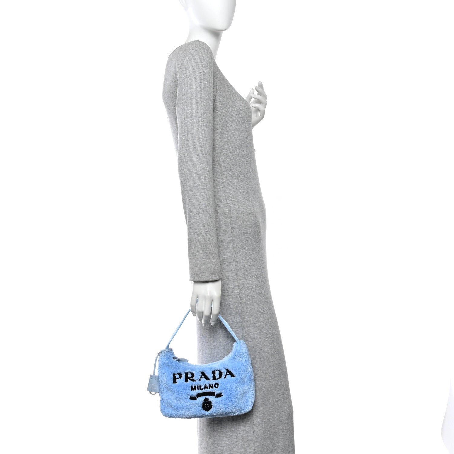 Prada Terry Cloth Mini Re-Edition 2000 Bag Celeste Black