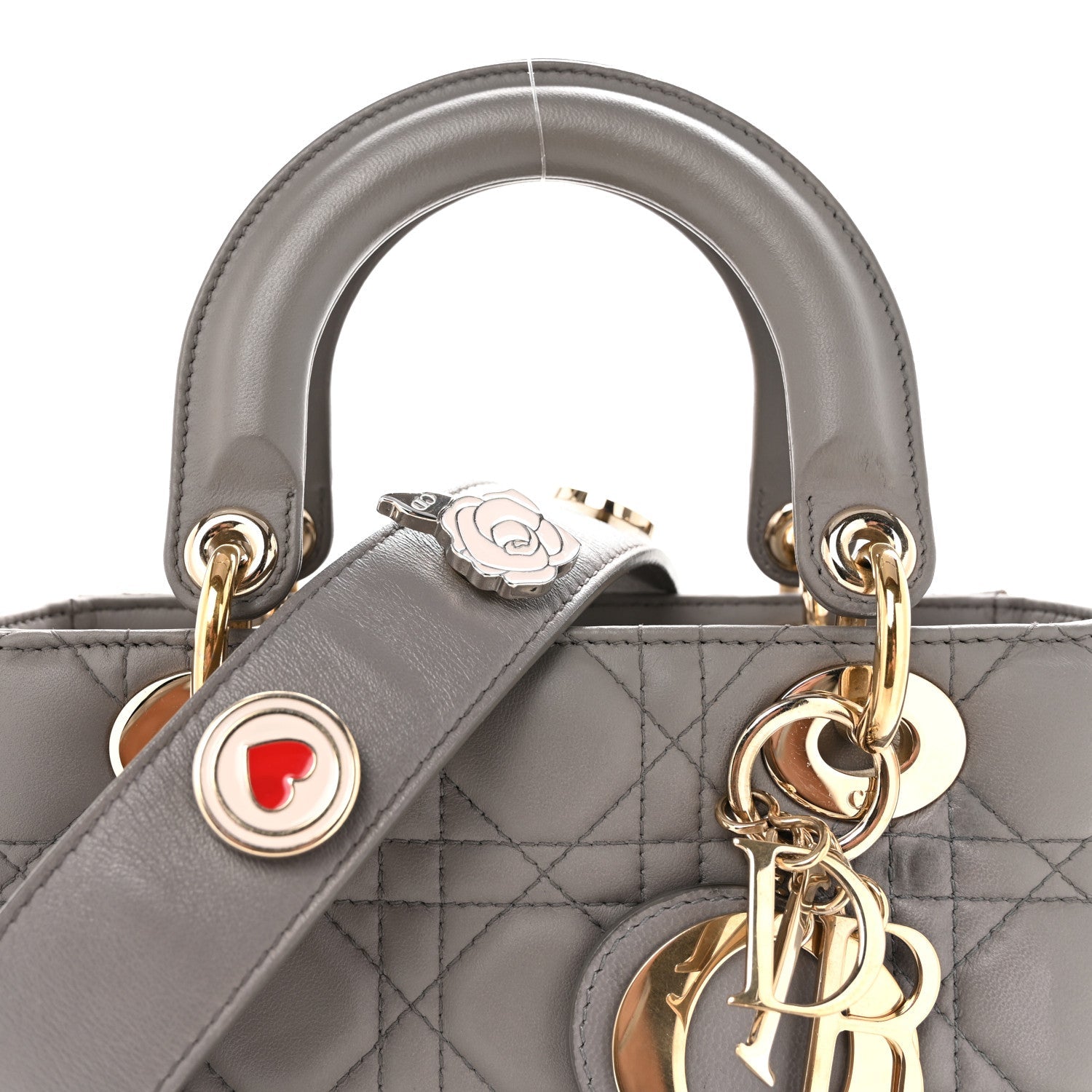 Christian Dior Lambskin Cannage Small Lucky Badges My Lady Dior Grey