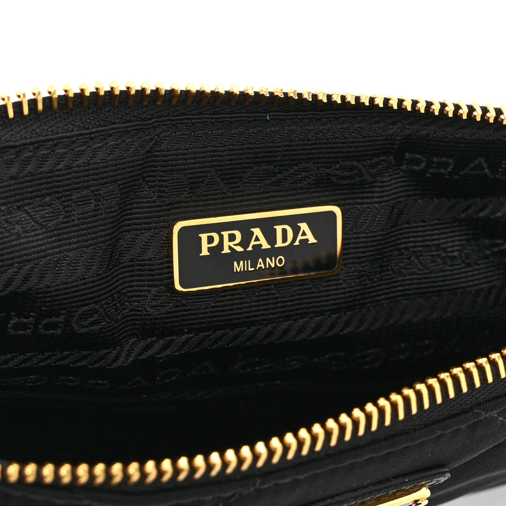 Prada Re-Nylon Tessuto Impuntu Quilted Re-Edition 1995 Chaine Pouch Black