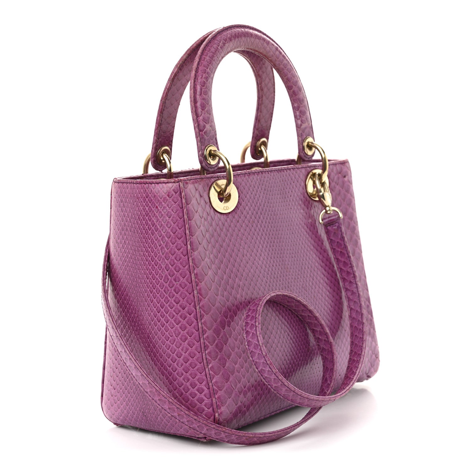 Christian Dior Snakeskin Medium Lady Dior Purple