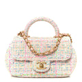 Chanel Tweed Quilted Baywatch Top Handle Flap Light Pink Green Orange Purple