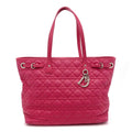 Christian Dior Coated Canvas Cannage Medium Panarea Tote Pink