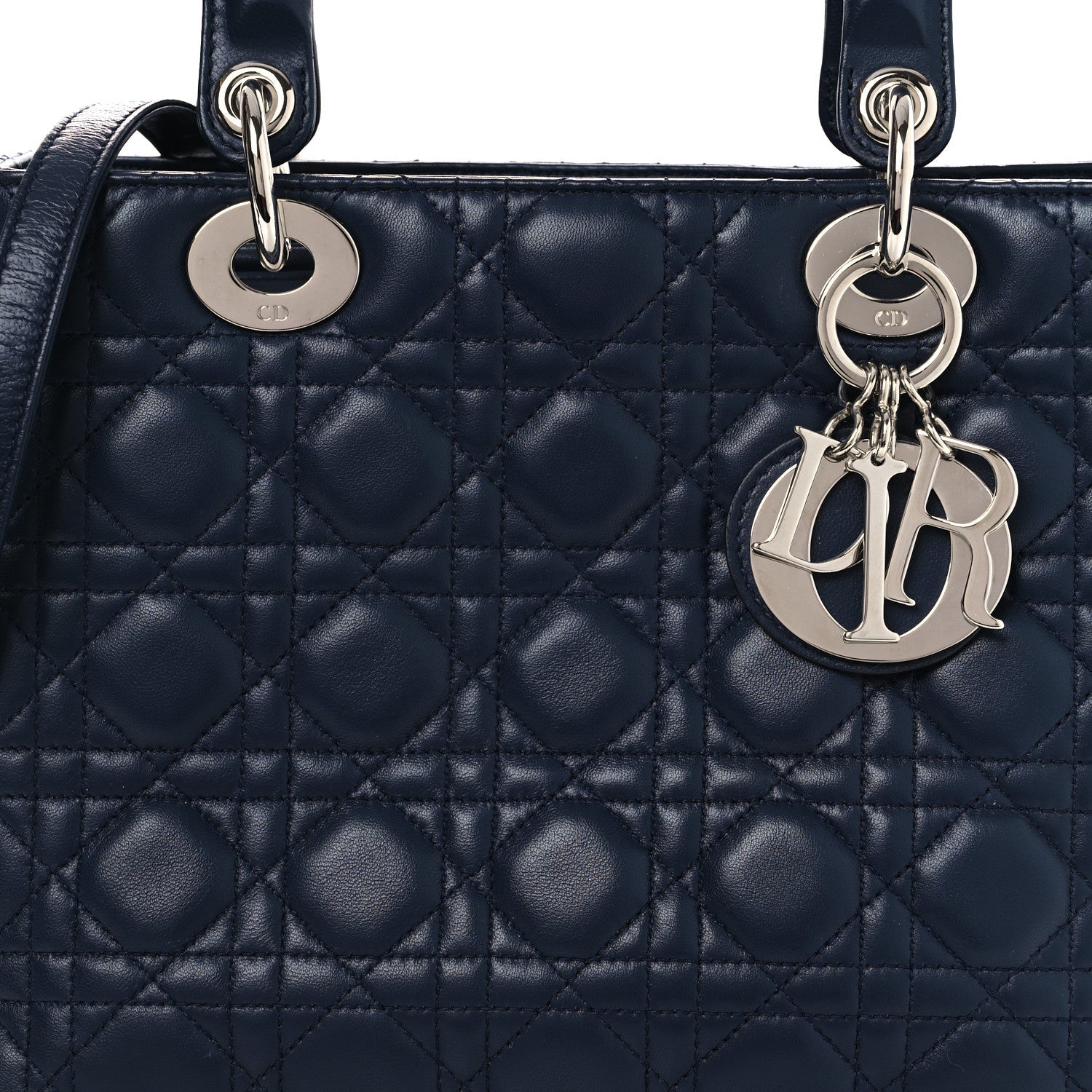 Christian Dior Lambskin Cannage Medium Lady Dior Navy Blue