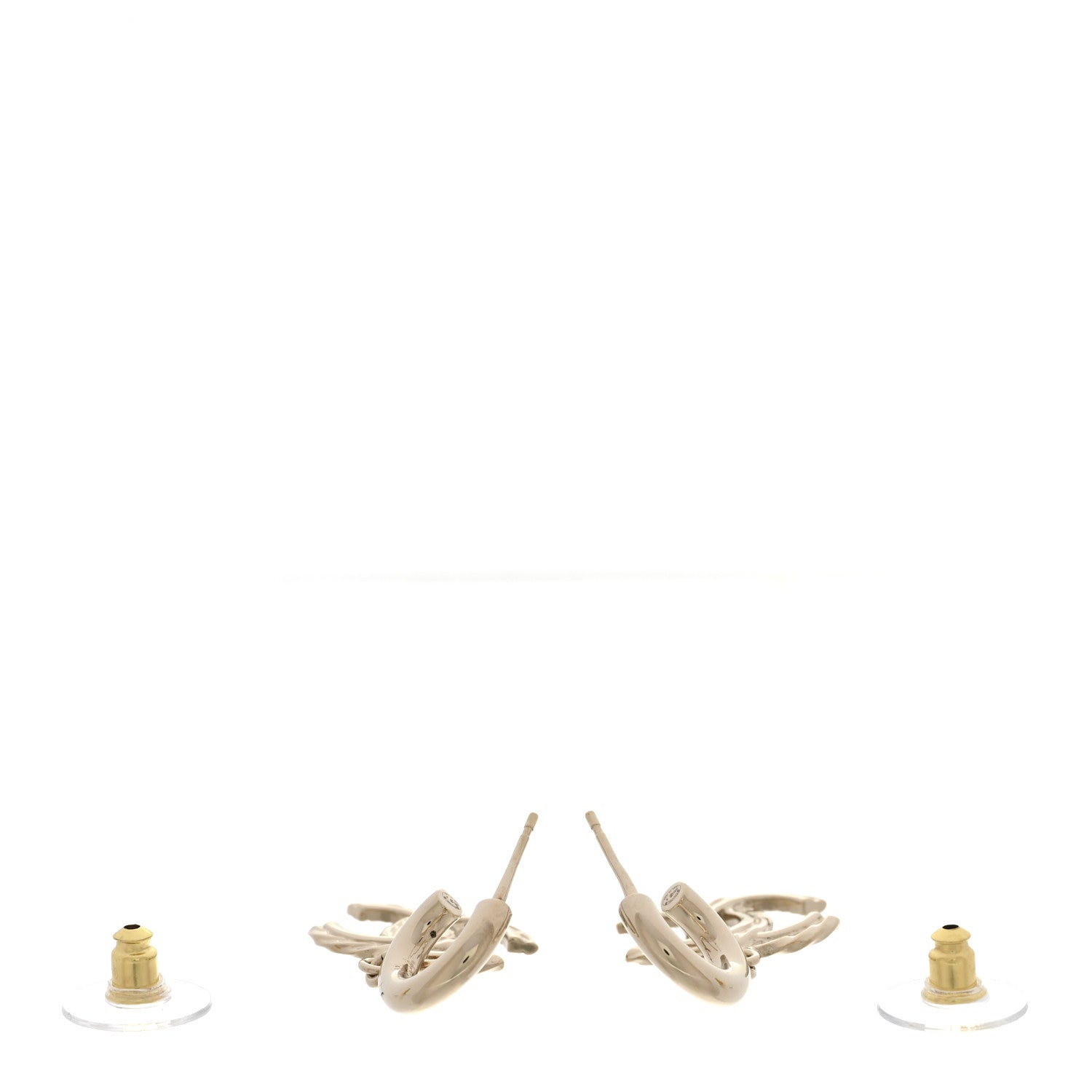 Metal Crystal CC Hoop Drop Earrings Gold