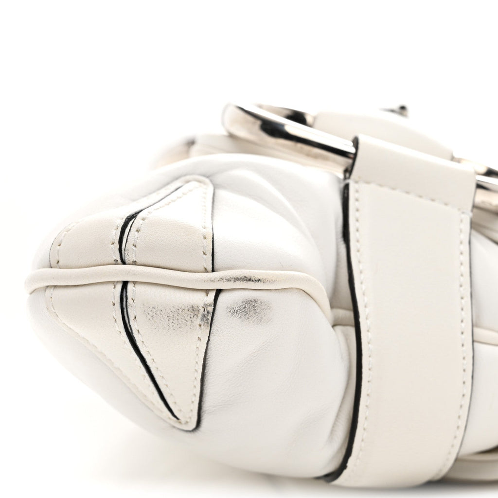 Gucci Nappa Vertical Matelasse Medium Maxi Horsebit Chain Shoulder Bag Mystic White
