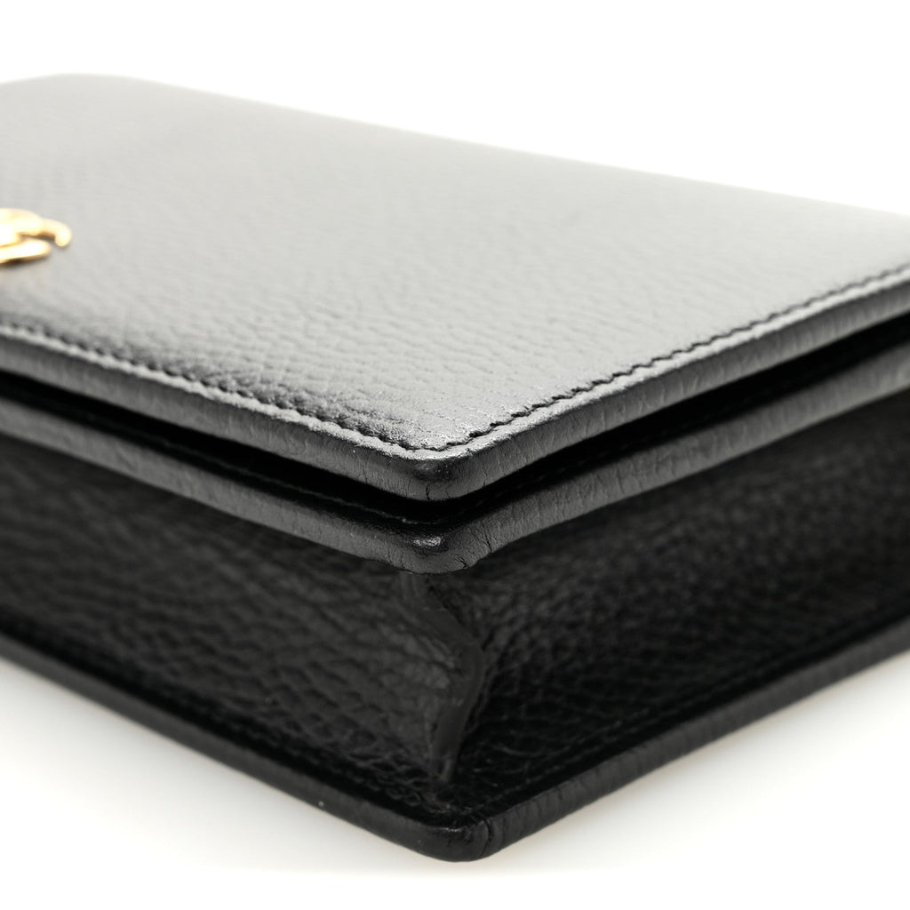 Gucci Calfskin Mini GG Marmont Chain Wallet Black