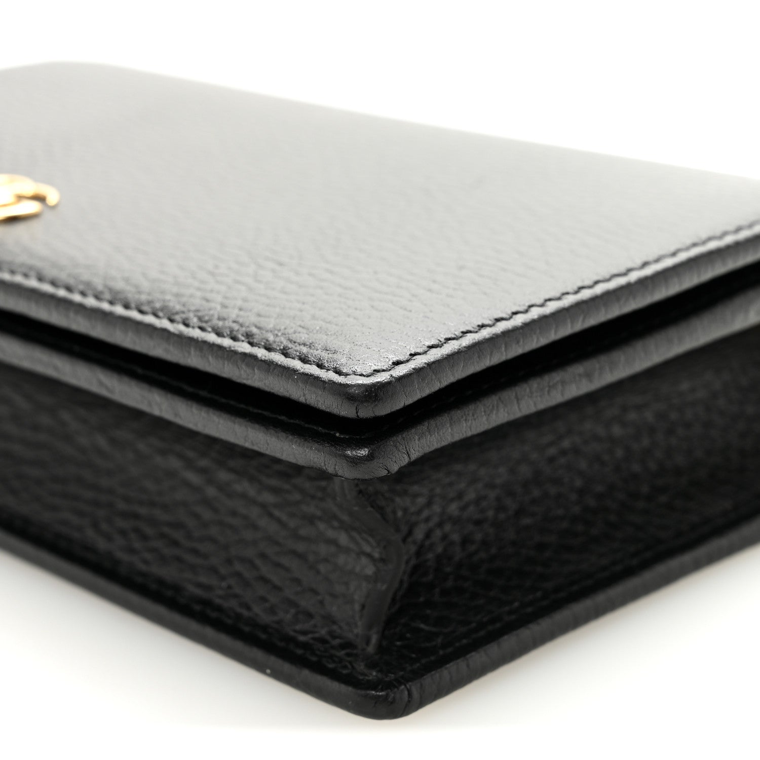 Gucci Calfskin Mini GG Marmont Chain Wallet Black