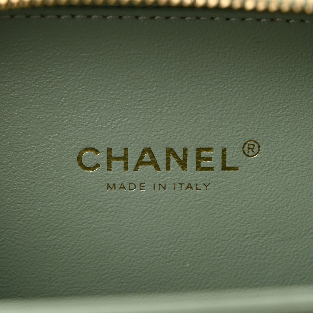 Chanel Caviar Quilted Small CC Filigree Vanity Case Mint