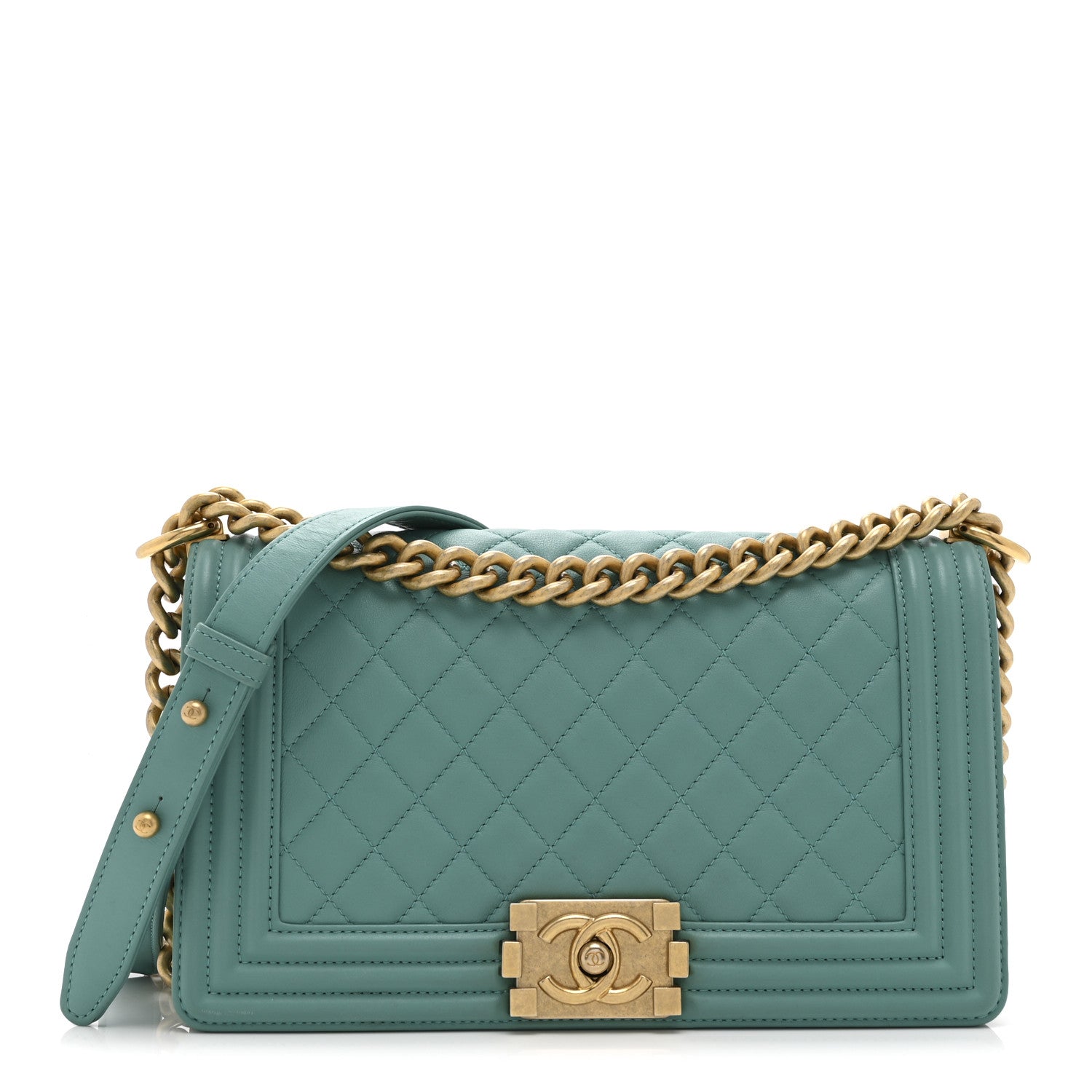 Chanel Lambskin Quilted Medium Boy Flap Green