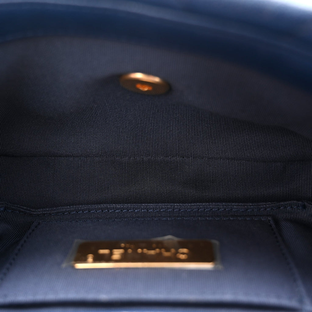 Chanel Goatskin Quilted Chanel 19 Waist Bag Dark Blue