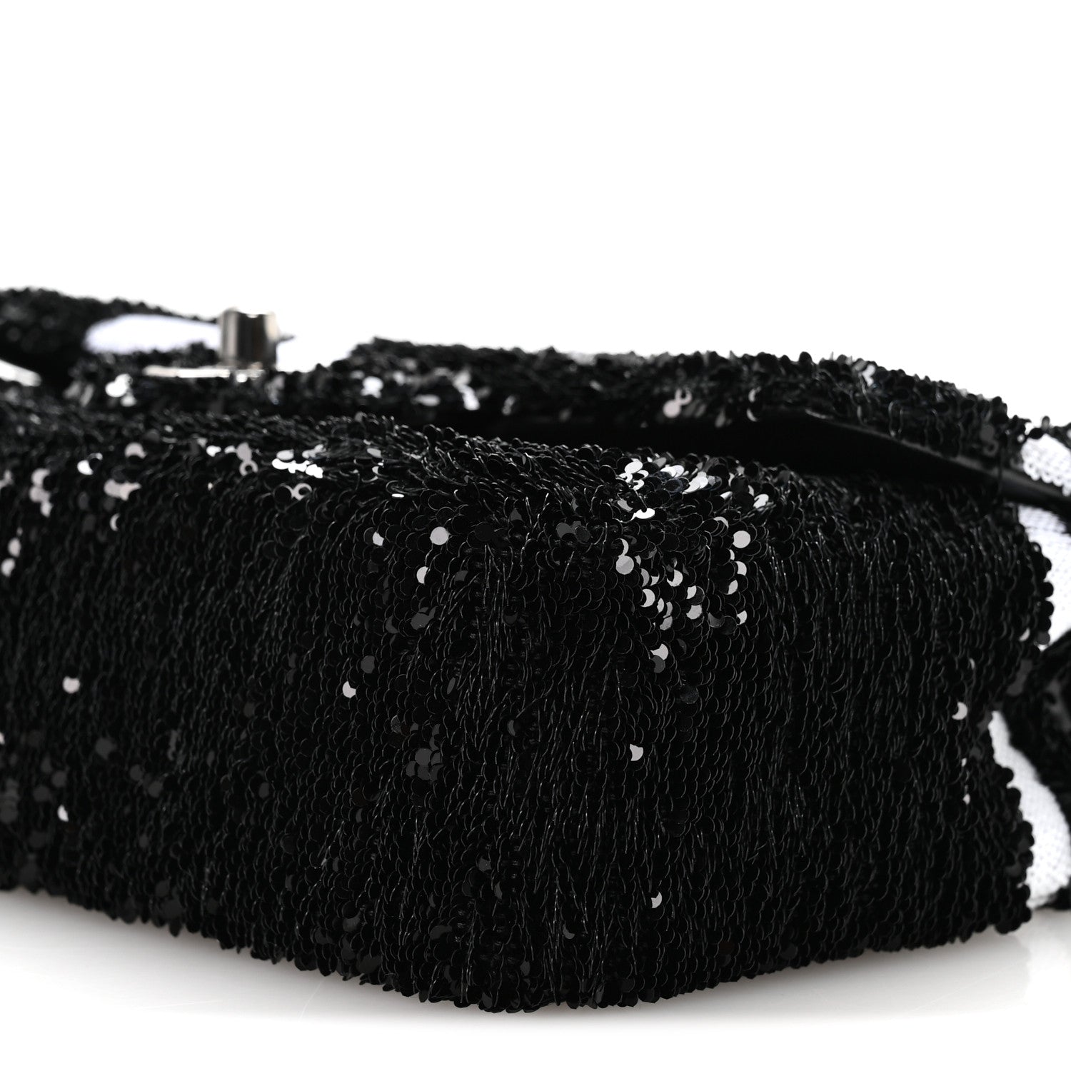Chanel Sequin Ribbon Small Rectangular Flap Black White
