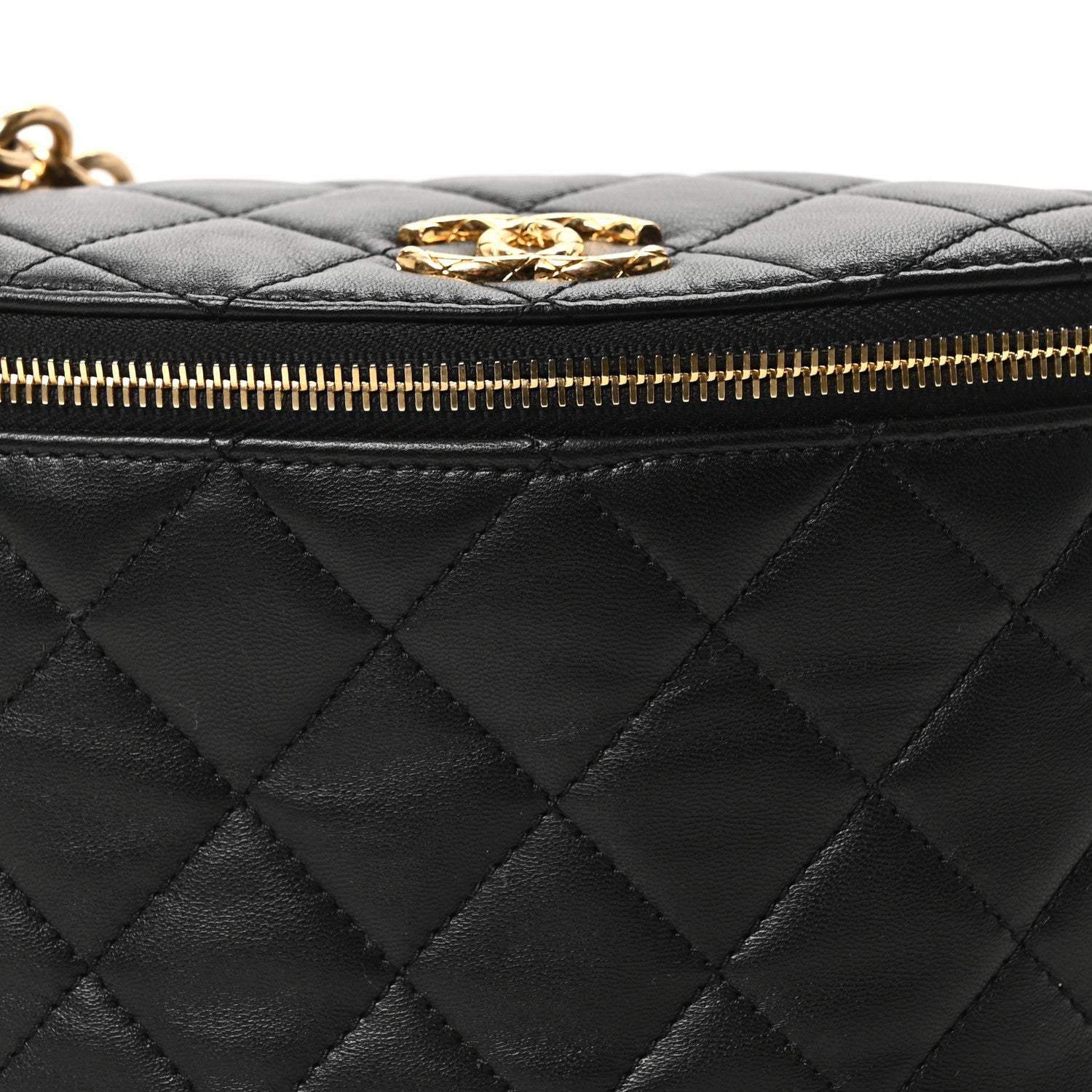 Chanel Lambskin Pearl Quilted CC Belt Bag Black