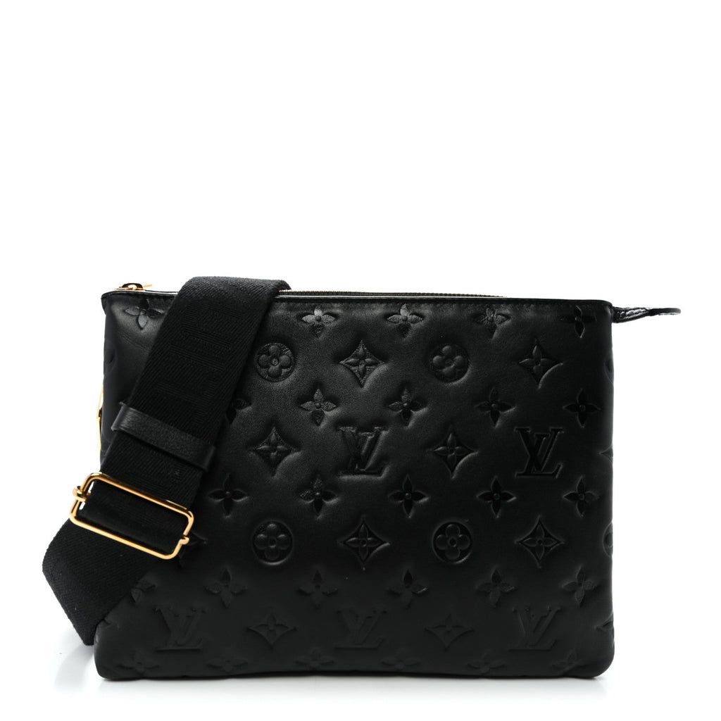 Louis Vuitton Lambskin Embossed Monogram Coussin PM Black