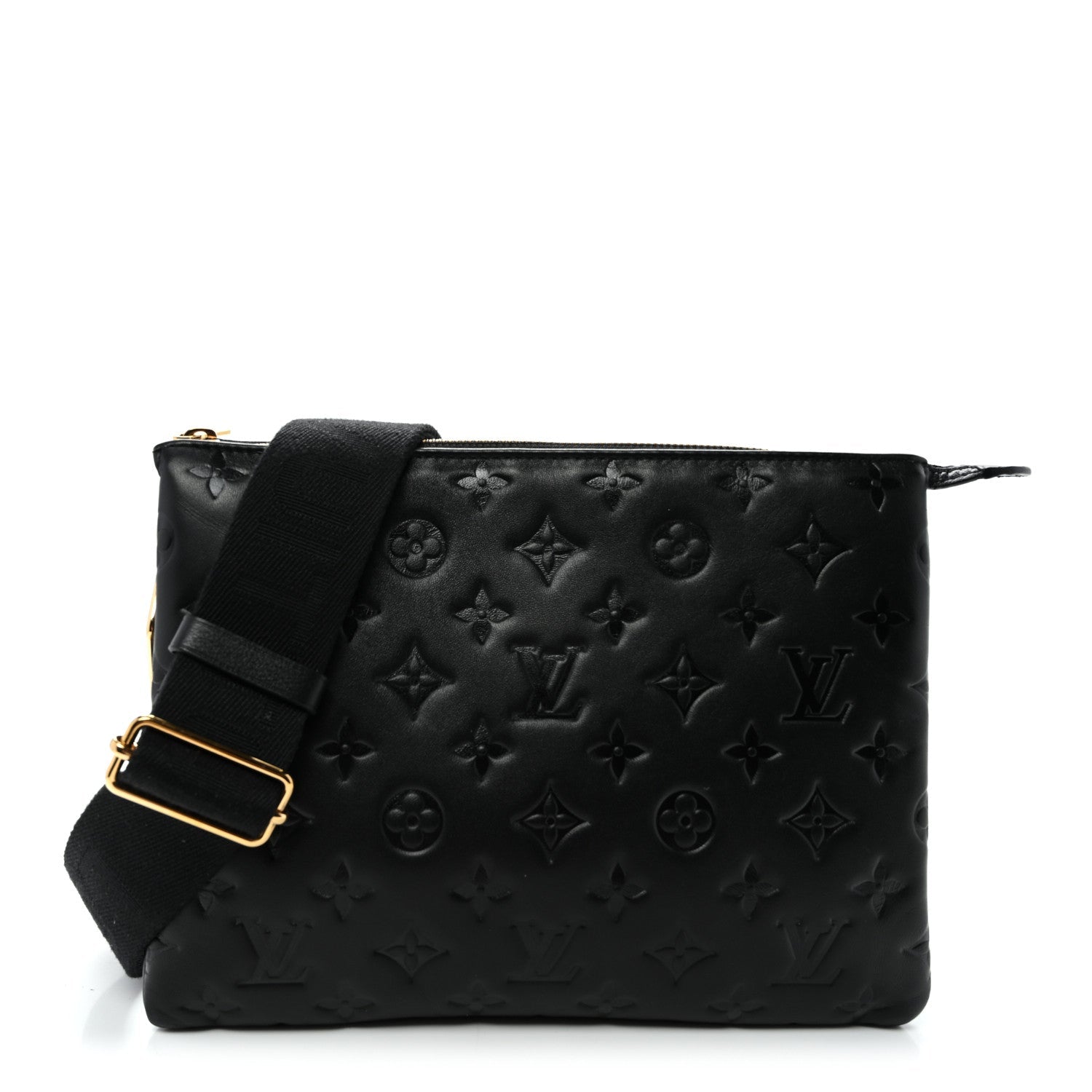Louis Vuitton Lambskin Embossed Monogram Coussin PM Black