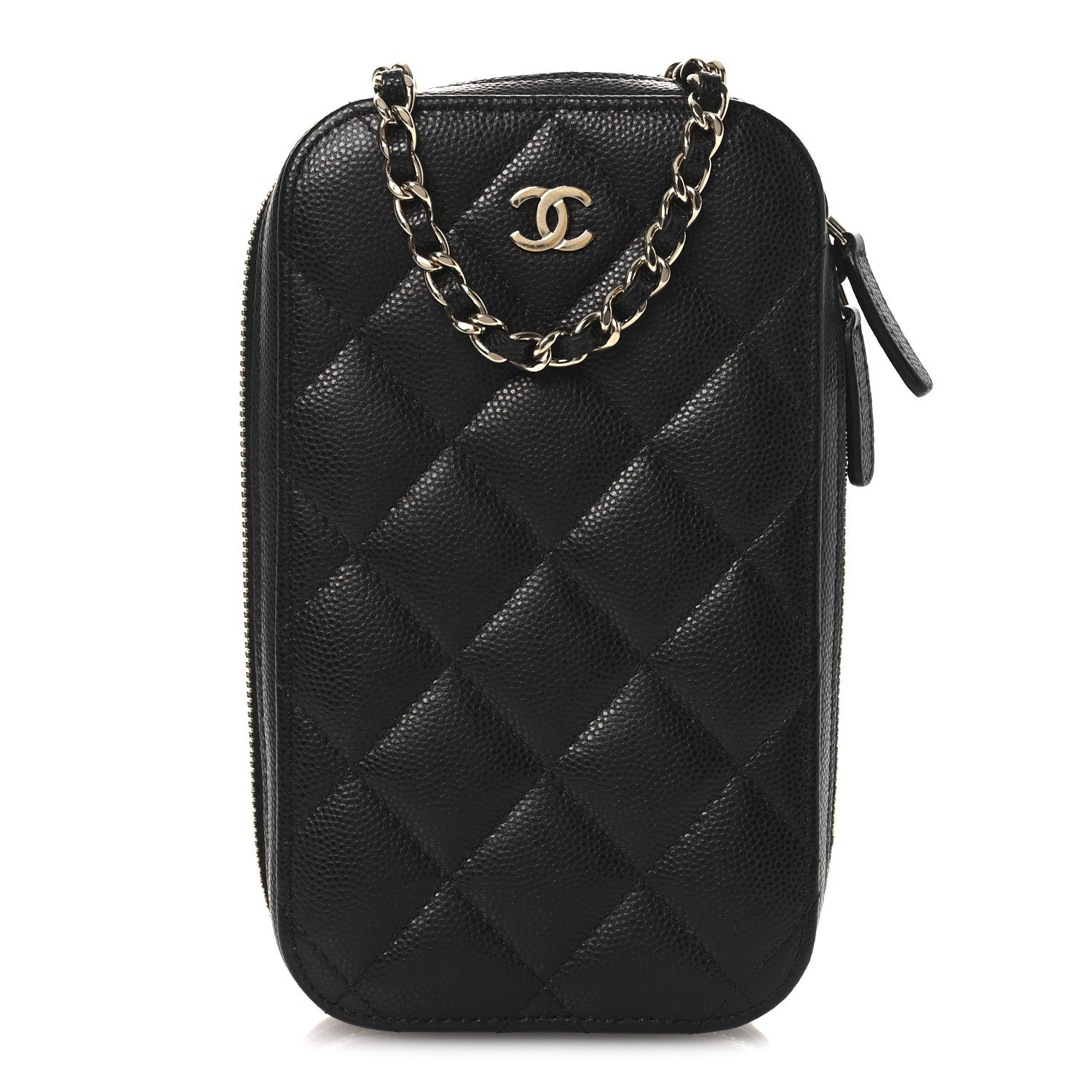Chanel Caviar Quilted Phone Holder Wallet On Chain WOC Black
